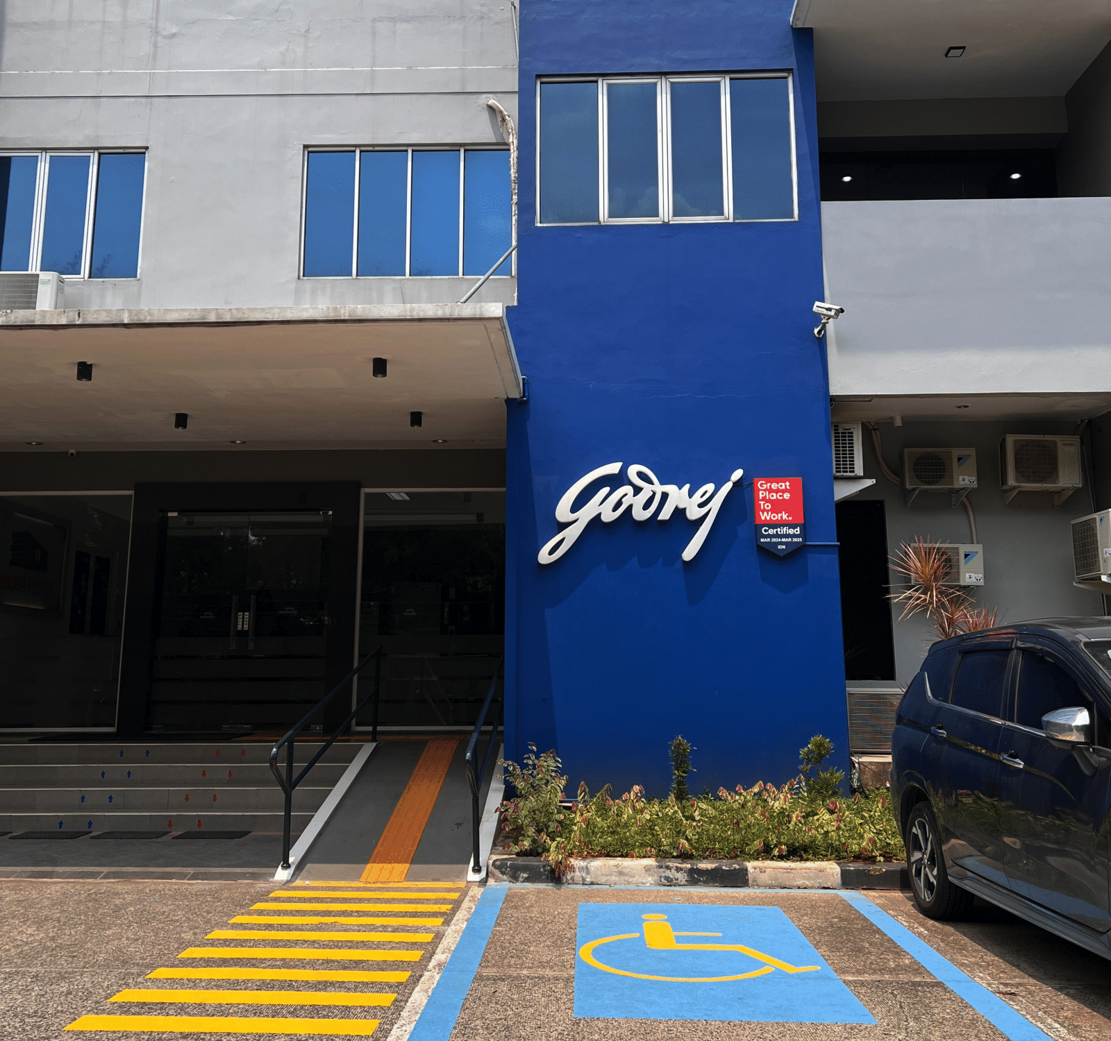 Accessibility ramps and parking space at Godrej Indonesia.  